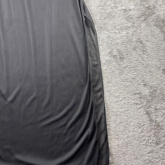 Vintage Slip Dress Nightgown Robe Set Sheer Velvet Trim Black Silver Small F177 - Picture 4 of 10